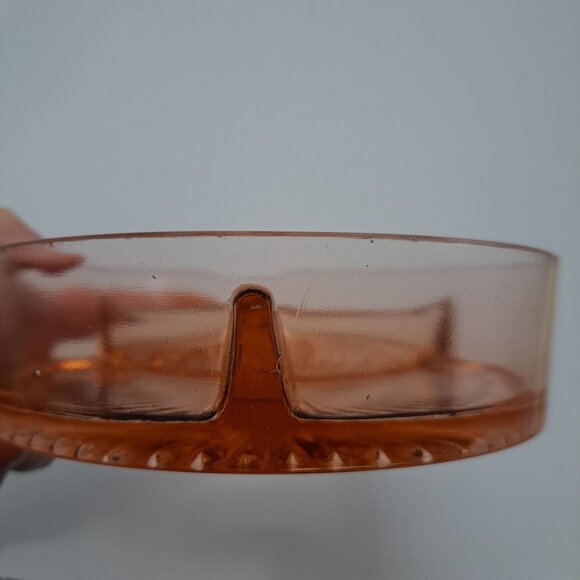Vintage Pink Depression Glass 3 Section Divided Candy Nut Dish - Picture 14 of 16